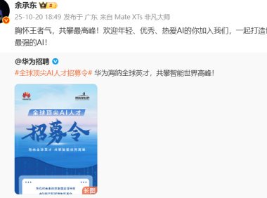 华为启动全球顶尖AI人才招募 打造世界一流AI战队