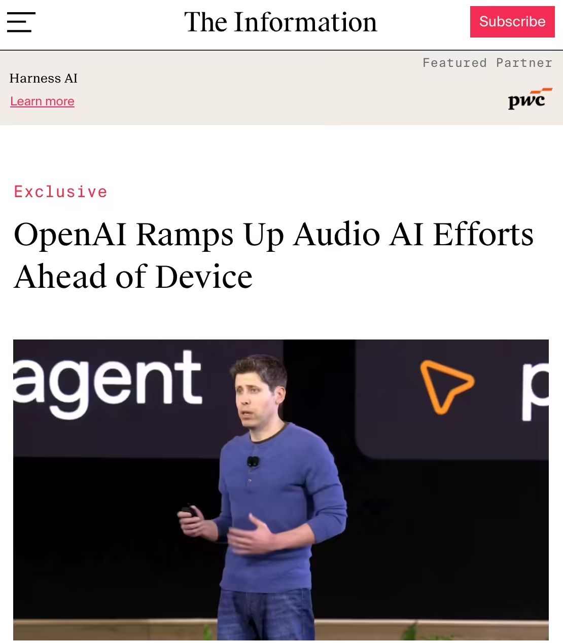 消息称 OpenAI 大力研发音频 AI 模型，加紧备战首款“无屏幕”硬件设备